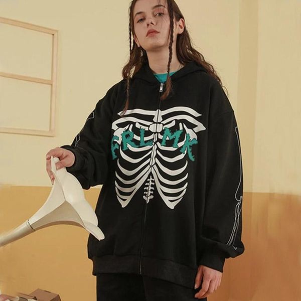 women's hoodies & sweatshirts winter clothes y2k harajuku zip-up oversized hoodie skull print grunge vintage street hip hop e-girl kawa, Black
women's hoodies & sweatshirts winter clothes y2k harajuku zip-up oversized hoodie skull print grunge vintage street hip hop e-girl kawa, Black