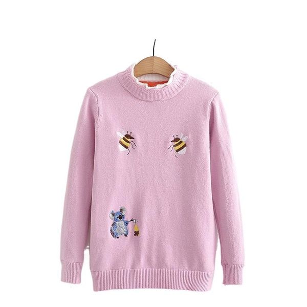women's sweaters cartoon bee embroidery cute women knitted 2021 winter vintage long sleeve o-neck warm loose pullover soft kniwears, White;black
women's sweaters cartoon bee embroidery cute women knitted 2021 winter vintage long sleeve o-neck warm loose pullover soft kniwears, White;black