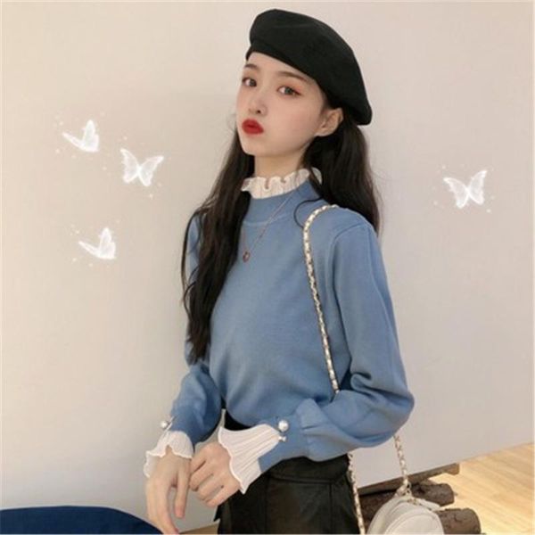 women's sweaters 2021 sweater women pullover knitted jumper long sleeve lace patchwork autumn winter girls female ladies basic pull fem, White;black
women's sweaters 2021 sweater women pullover knitted jumper long sleeve lace patchwork autumn winter girls female ladies basic pull fem, White;black