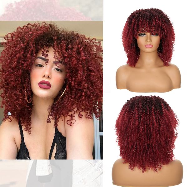 fashion afro curly ombre color wine red wave wig for womens synthetic hairs for women, Black
fashion afro curly ombre color wine red wave wig for womens synthetic hairs for women, Black