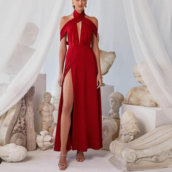party dresses laxsesu red halter long chiffon evening zipper back a-line pleated high side slit formal women gowns 2021, White;black
party dresses laxsesu red halter long chiffon evening zipper back a-line pleated high side slit formal women gowns 2021, White;black