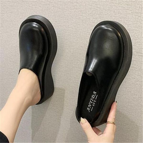 women's summer half slippers fashion sofe leather shoes ladies wedges mules baotou no heel woman thick sole japanese style, Black
women's summer half slippers fashion sofe leather shoes ladies wedges mules baotou no heel woman thick sole japanese style, Black