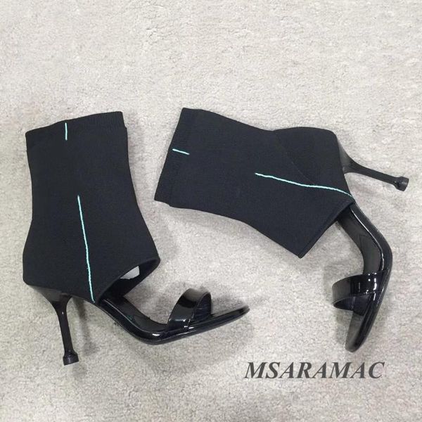 sandals summer black shiny leather high heel socks boots round peep toe quality designer shoes
sandals summer black shiny leather high heel socks boots round peep toe quality designer shoes