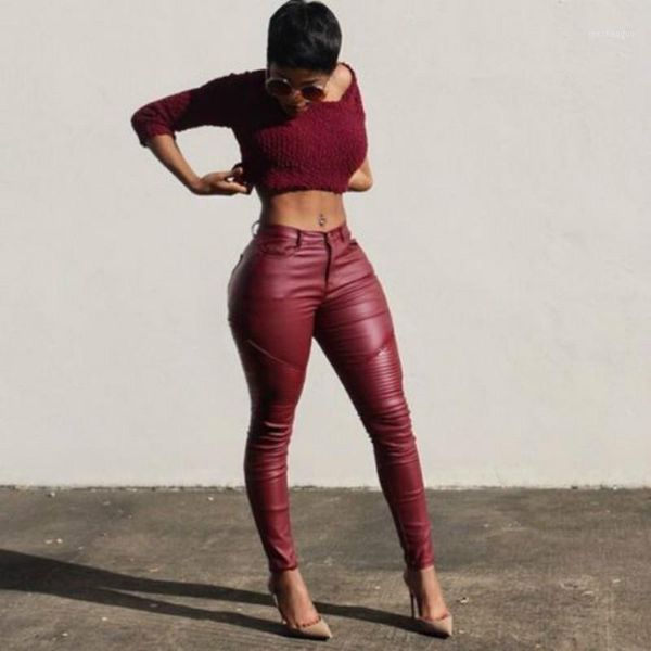 est womens stretch high waist pencil pants skinny pu leather leggings trousers women's & capris, Black;white
est womens stretch high waist pencil pants skinny pu leather leggings trousers women's & capris, Black;white