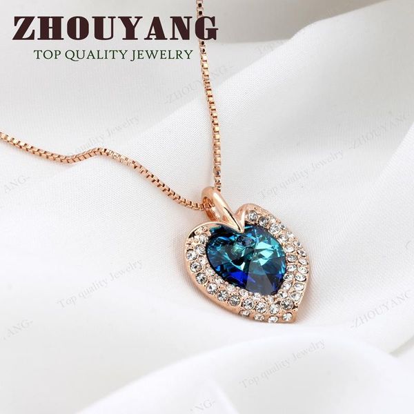 pendant necklaces zhouyang blue crystal leaf heart necklace rose gold color fashion jewellery nickel zyn116, Silver
pendant necklaces zhouyang blue crystal leaf heart necklace rose gold color fashion jewellery nickel zyn116, Silver