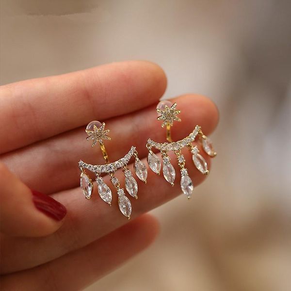 stud aomu summer simple crystal tassel pearl metal sector back hang earrings round bead for women fashion jewelry gifts, Golden;silver
stud aomu summer simple crystal tassel pearl metal sector back hang earrings round bead for women fashion jewelry gifts, Golden;silver