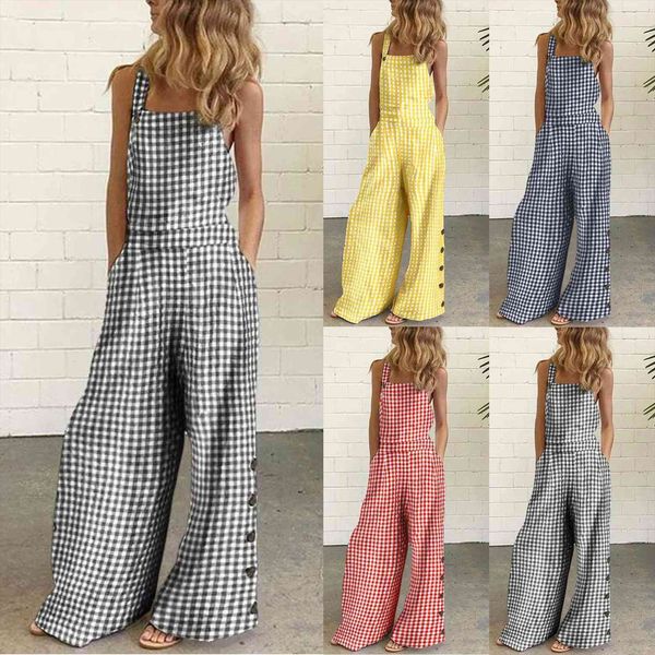 Jumpsuit Summer Fashion Casual Women Capri Sleeveless Overalls Plaid Print Wide Leg Bib Pants Rompers Playsuits, Black;white
Jumpsuit Summer Fashion Casual Women Capri Sleeveless Overalls Plaid Print Wide Leg Bib Pants Rompers Playsuits, Black;white