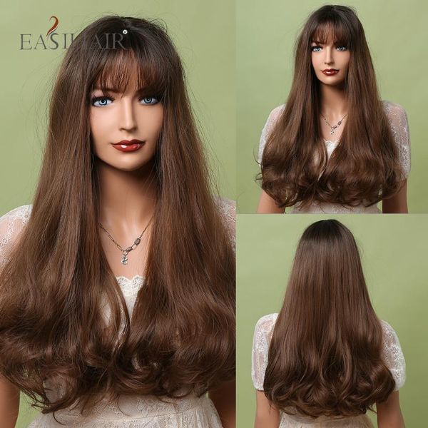 synthetic wigs easihair dark brown wig with bang long ombre wavy hair for black women afro heat resistant fashion hairstyle
synthetic wigs easihair dark brown wig with bang long ombre wavy hair for black women afro heat resistant fashion hairstyle