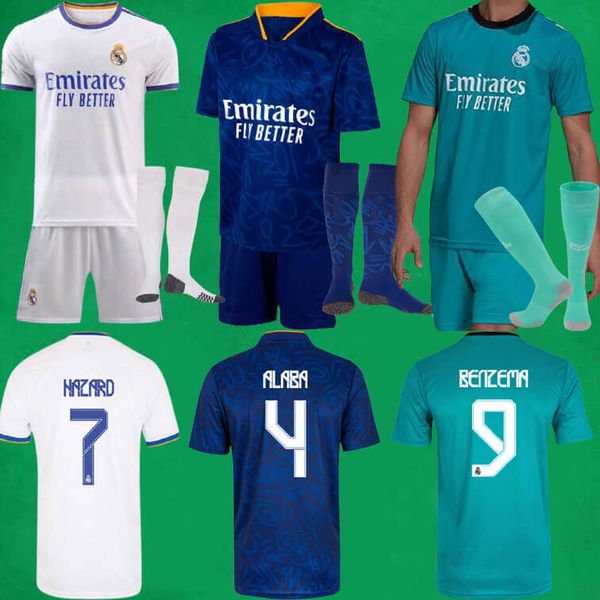 21 22 real madrid soccer jerseys kits home away third camisa hazard alaba benzema asensio modric football shirts shorts socks 2021 2022 men, Black;yellow
21 22 real madrid soccer jerseys kits home away third camisa hazard alaba benzema asensio modric football shirts shorts socks 2021 2022 men, Black;yellow