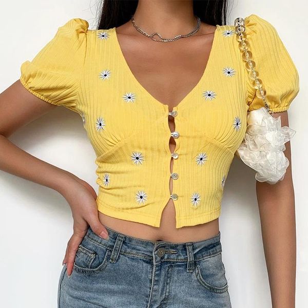 women's t-shirt dropshopping v neck buttons short sleeve crop t shirt ladies embroidery floral elegant vintage women summer casual, White
women's t-shirt dropshopping v neck buttons short sleeve crop t shirt ladies embroidery floral elegant vintage women summer casual, White