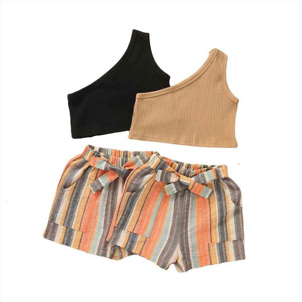 girls summer two piece set fresh solid color oblique shoulder vest and stripe bandage short pants, White
girls summer two piece set fresh solid color oblique shoulder vest and stripe bandage short pants, White