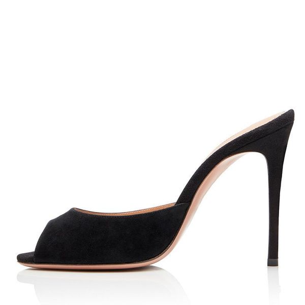 latest fashion sandals fish mouth fine with cool slipper high-heeled shoes, Black