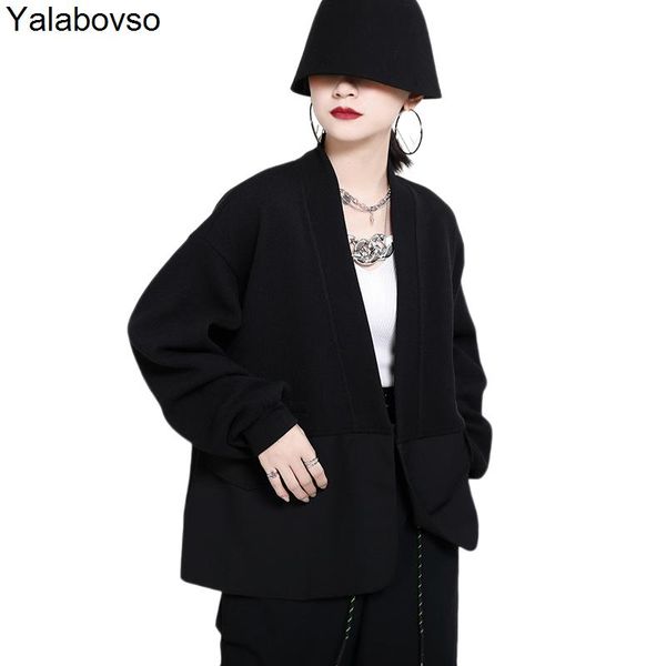 women's jackets 2021 design sense loose v-neck cardigan knitted patchwork suit waist stitched coat autumn office lady jacket, Black;brown
women's jackets 2021 design sense loose v-neck cardigan knitted patchwork suit waist stitched coat autumn office lady jacket, Black;brown