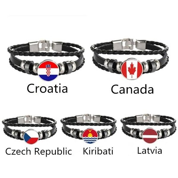 charm bracelets kiribati, canada, czech republic, croatia, latvia flag multilayer leather bracelet fashion men and women jewelry, Golden;silver
charm bracelets kiribati, canada, czech republic, croatia, latvia flag multilayer leather bracelet fashion men and women jewelry, Golden;silver
