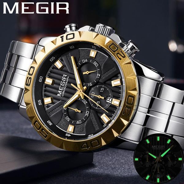 wristwatches megir men watch chronograph wristwatch date military sport stainless steel male clock relogio masculino 2087, Slivery;brown
wristwatches megir men watch chronograph wristwatch date military sport stainless steel male clock relogio masculino 2087, Slivery;brown