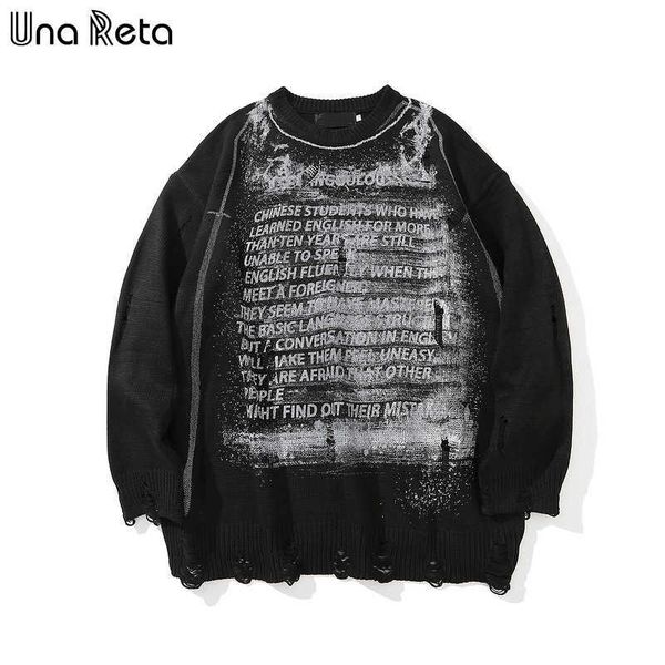 una reta sweater men print streetwear clothes long sleeve pullover pull homme loose hole couple 210909, White;black
una reta sweater men print streetwear clothes long sleeve pullover pull homme loose hole couple 210909, White;black