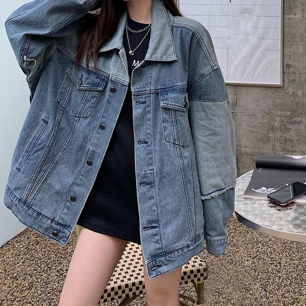 women's jackets vintage oversized denim korean chic solid loose casual blue jean coats women streetwear single breasted outwear, Black;brown
women's jackets vintage oversized denim korean chic solid loose casual blue jean coats women streetwear single breasted outwear, Black;brown