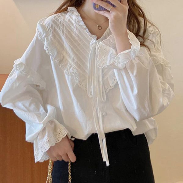 women's blouses & shirts white long sleeved shirt female design sense of minority chic autumn 2021 french gentle loose top
women's blouses & shirts white long sleeved shirt female design sense of minority chic autumn 2021 french gentle loose top