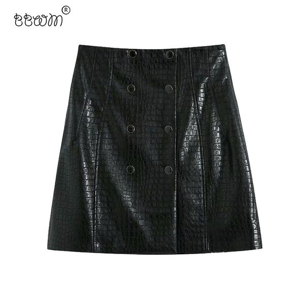 women fashion metal buttons leather skirt vintage a line high waist mini skirts casual jupe femme 210520, Black
women fashion metal buttons leather skirt vintage a line high waist mini skirts casual jupe femme 210520, Black