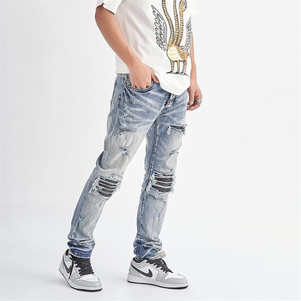 autumn fashion design men ripped jeans casual slim-cut skinny washed long pencil pants trousers hip hop denim, Blue
autumn fashion design men ripped jeans casual slim-cut skinny washed long pencil pants trousers hip hop denim, Blue