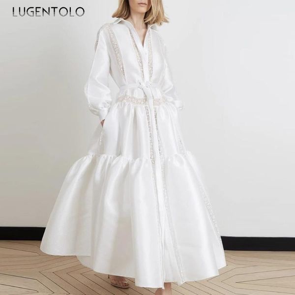 casual dresses lugentolo party dress women deep v lace long sleeve big swing solid white autumn fashion womens maxi, Black;gray
casual dresses lugentolo party dress women deep v lace long sleeve big swing solid white autumn fashion womens maxi, Black;gray