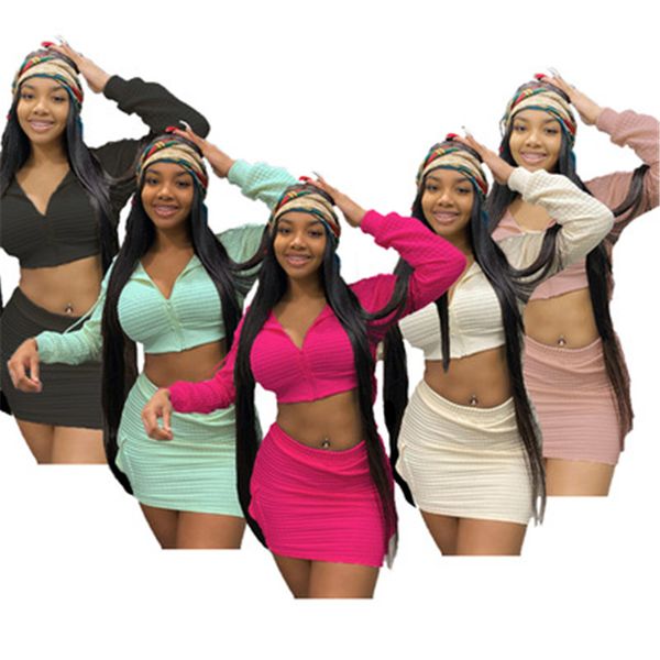women casual two piece dress fashion trend solid color long sleeve cardigan zipper hooded skirts sets designer summer female navel skinny s, White
women casual two piece dress fashion trend solid color long sleeve cardigan zipper hooded skirts sets designer summer female navel skinny s, White