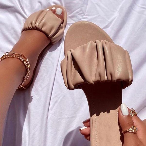 women slippers ins slides women's 2021 fashion pleated open toe woman summer outdoor flat lady beach shoes female, Black
women slippers ins slides women's 2021 fashion pleated open toe woman summer outdoor flat lady beach shoes female, Black