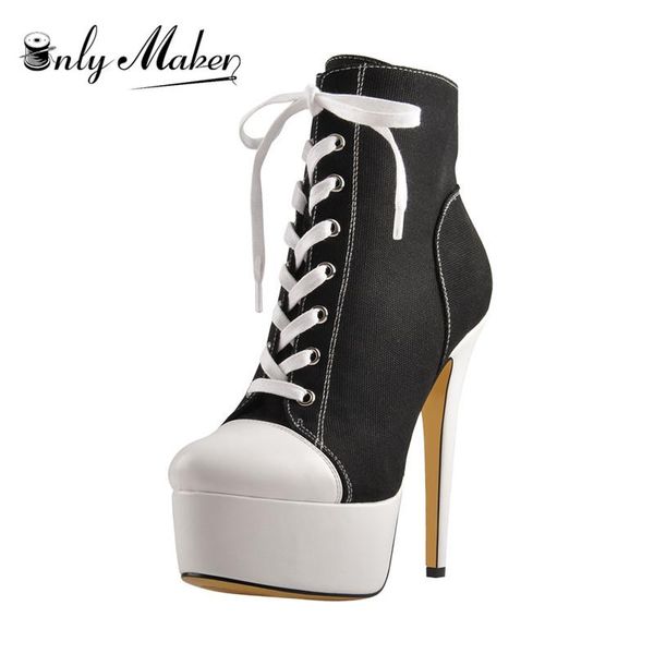 women's canvas platform lace up ankle booties16cm high heel side zipper plus size us5~us15 stiletto boots, Black
women's canvas platform lace up ankle booties16cm high heel side zipper plus size us5~us15 stiletto boots, Black
