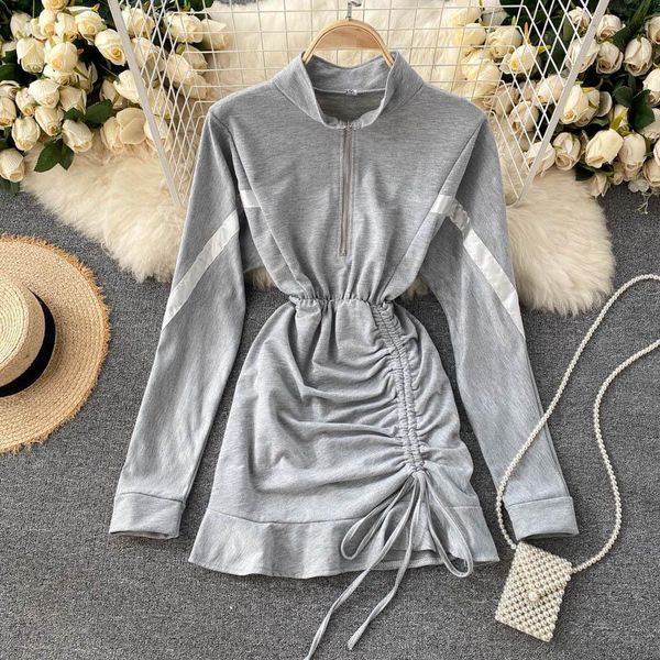 casual dresses temperament small stand collar, zipper slim short section, heart machine drawstring pleated bag hip ruffled skirt autumn dres, Black;gray
casual dresses temperament small stand collar, zipper slim short section, heart machine drawstring pleated bag hip ruffled skirt autumn dres, Black;gray