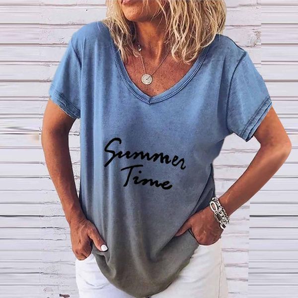 women's t-shirt woman tshirts casual short-sleeved v-neck gradient positioning printing harajuku loose plus size t shirt chemisiers, White
women's t-shirt woman tshirts casual short-sleeved v-neck gradient positioning printing harajuku loose plus size t shirt chemisiers, White