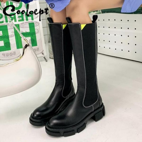 boots coolcept women fashion real leather knee high round toe square heel slip on ridding cool winter ladies footwear, Black
boots coolcept women fashion real leather knee high round toe square heel slip on ridding cool winter ladies footwear, Black