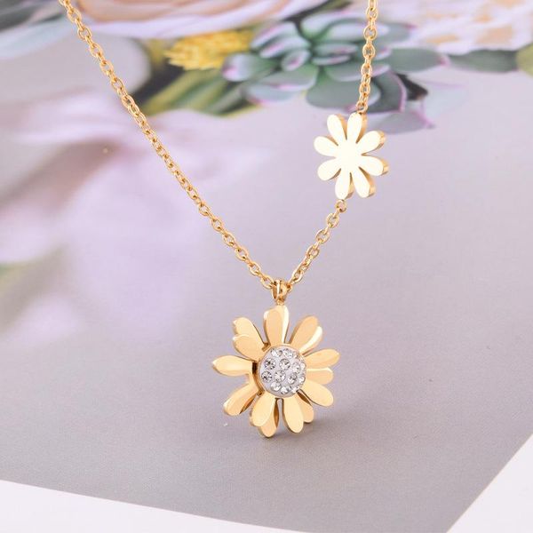 pendant necklaces korea fashion jewelry crystal rhinestone daisy flower necklace stainless steel gold plated for girls gift women, Silver
pendant necklaces korea fashion jewelry crystal rhinestone daisy flower necklace stainless steel gold plated for girls gift women, Silver