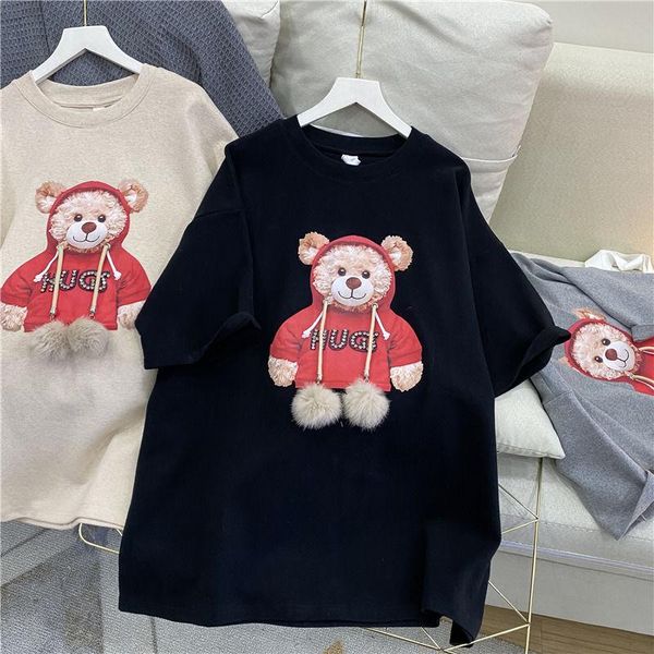 women's cotton t-shirt cute bear tshirts 2021 summer short sleeve loose casual harajuku tee oversized couple fur ball cloth, White
women's cotton t-shirt cute bear tshirts 2021 summer short sleeve loose casual harajuku tee oversized couple fur ball cloth, White