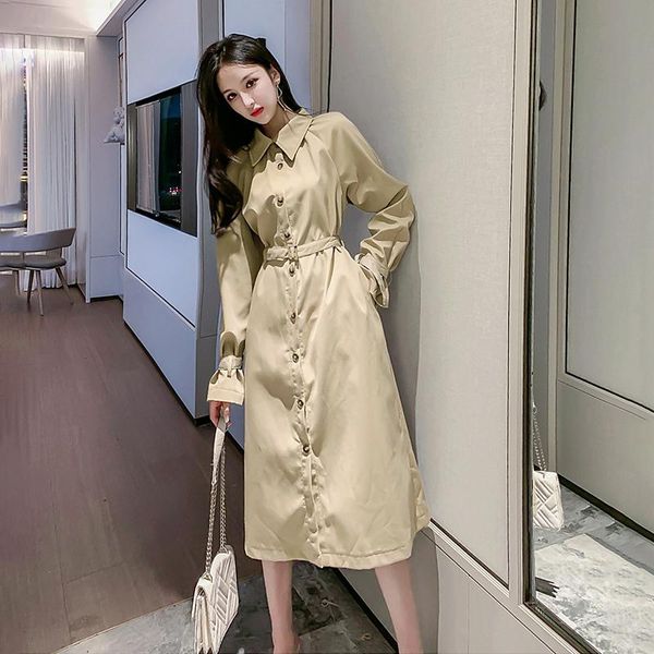 casual dresses women autumn winter trench coat fashion long-sleeved waist single-breasted shirt dress slim windbreaker, Black;gray
casual dresses women autumn winter trench coat fashion long-sleeved waist single-breasted shirt dress slim windbreaker, Black;gray
