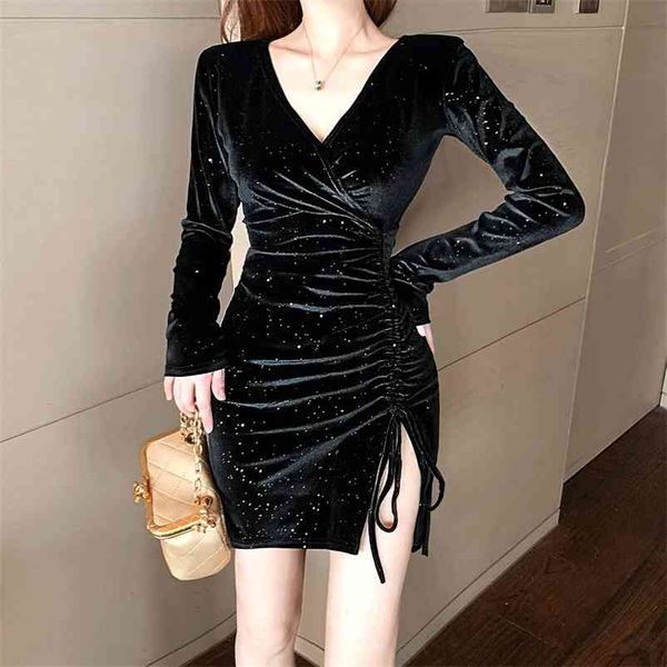 autumn and winter gold velvet glitter v-neck pleated drawstring long sleeve split dress office lady polyester 210603, Black;gray
autumn and winter gold velvet glitter v-neck pleated drawstring long sleeve split dress office lady polyester 210603, Black;gray
