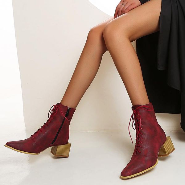 british style lace-up square head side zipper thick mid-heel women's boots root short large size 44 45 46 4, Black
british style lace-up square head side zipper thick mid-heel women's boots root short large size 44 45 46 4, Black