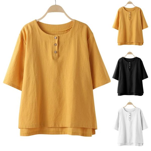 women's blouses & shirts plus size fashion buttons t-shirt cotton and linen casual ladies o-neck female women short sleeve shirt blusa, White
women's blouses & shirts plus size fashion buttons t-shirt cotton and linen casual ladies o-neck female women short sleeve shirt blusa, White