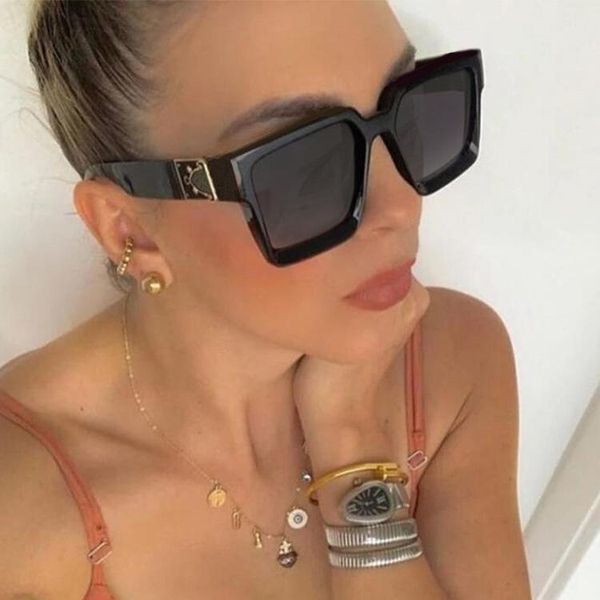sunglasses vintage women 2021 square brand designer luxury mirror retro female oculos uv400, White;black 
sunglasses vintage women 2021 square brand designer luxury mirror retro female oculos uv400, White;black