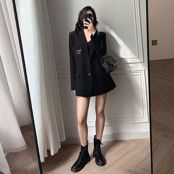 women's suits & blazers women blazer 2021 chic korean loose spring summer single buttons female oversized suit jacket full sleeve outwe, White;black
women's suits & blazers women blazer 2021 chic korean loose spring summer single buttons female oversized suit jacket full sleeve outwe, White;black