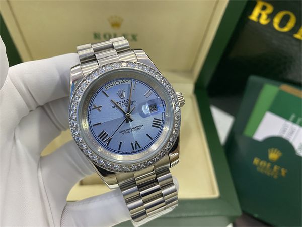 original box certificate 18k gold president male watches day date diamonds blue dial watch men stainless diamond bezel automatic wristwatch, Slivery;brown
original box certificate 18k gold president male watches day date diamonds blue dial watch men stainless diamond bezel automatic wristwatch, Slivery;brown