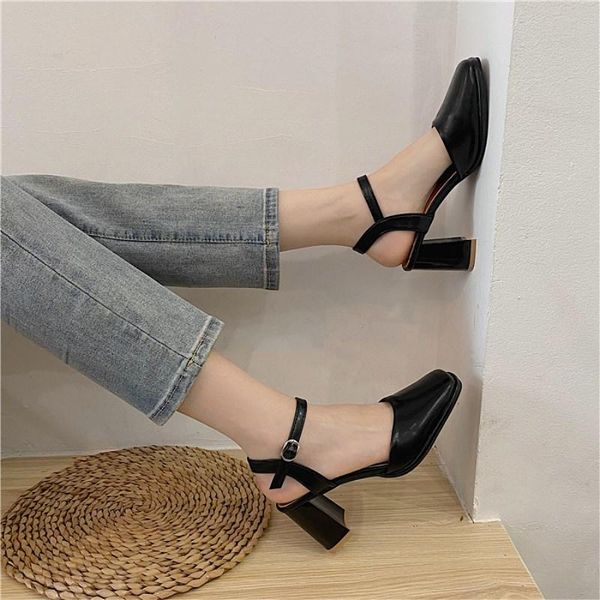 dress shoes eoeodoit summer sandals high heels leather retro square toe buckle pumps, Black
dress shoes eoeodoit summer sandals high heels leather retro square toe buckle pumps, Black