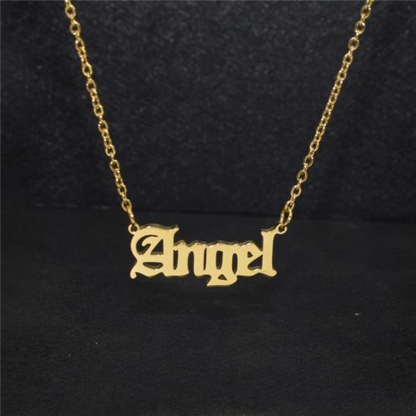 gothic angel letter charms gold color choker dainty necklace pendants for women men steel chain christmas jewelry chains, Silver
gothic angel letter charms gold color choker dainty necklace pendants for women men steel chain christmas jewelry chains, Silver