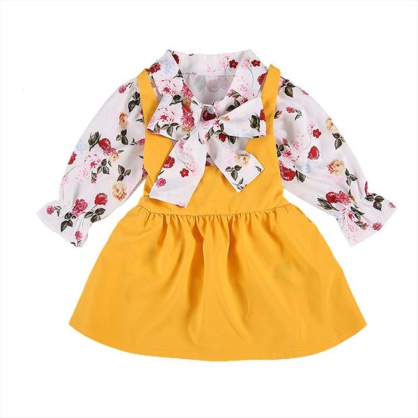 2pcs newborn baby girl skirt set bow v neck flower long sleeve overall dress yellow solid color high waist, White
2pcs newborn baby girl skirt set bow v neck flower long sleeve overall dress yellow solid color high waist, White