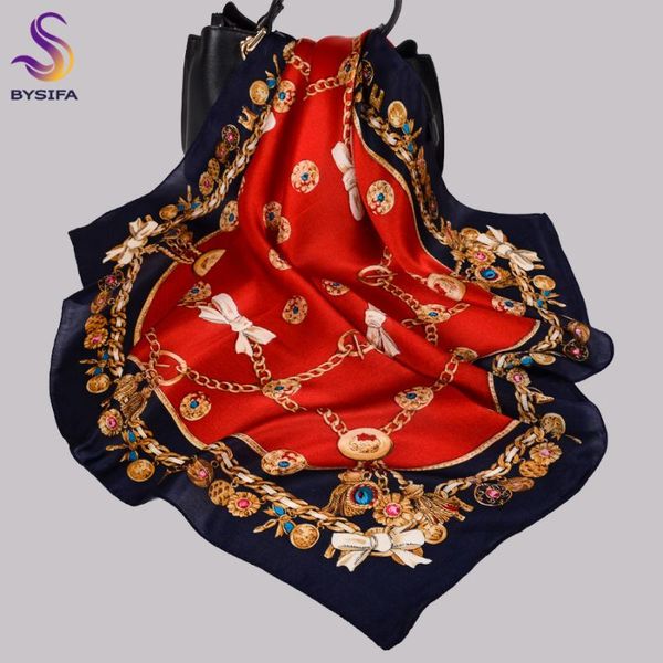 bysifa|classical red black silk scarf printed fall winter women square scarves hijabs chain bow design 70cm fashion neck, Blue;gray
bysifa|classical red black silk scarf printed fall winter women square scarves hijabs chain bow design 70cm fashion neck, Blue;gray