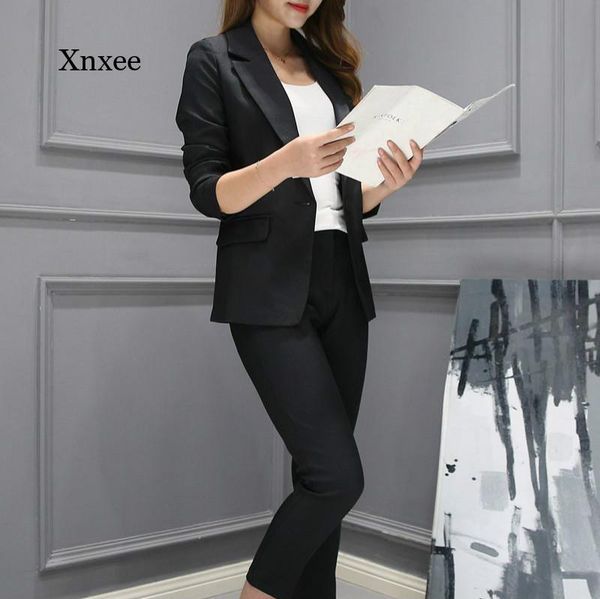women's two piece pants 2021 autumn blue black suit jacket 2-piece female elegant professional trousers casual, White
women's two piece pants 2021 autumn blue black suit jacket 2-piece female elegant professional trousers casual, White