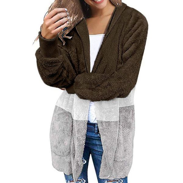women's jackets ladies winter open front hooded oversized cardigan draped pockets plus size color contrast coat manteau femme hiver, Black;brown
women's jackets ladies winter open front hooded oversized cardigan draped pockets plus size color contrast coat manteau femme hiver, Black;brown