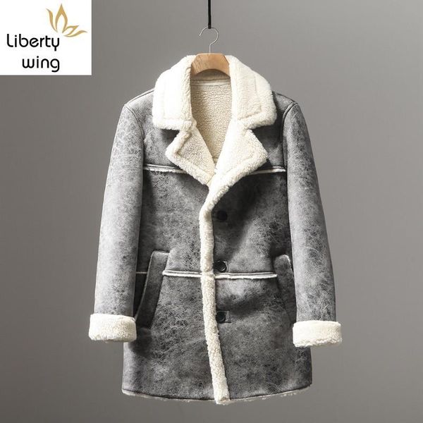 men's fur & faux winter suede coat men fashion slim single breasted overcoat quality high street personality warm outerwear, Black
men's fur & faux winter suede coat men fashion slim single breasted overcoat quality high street personality warm outerwear, Black