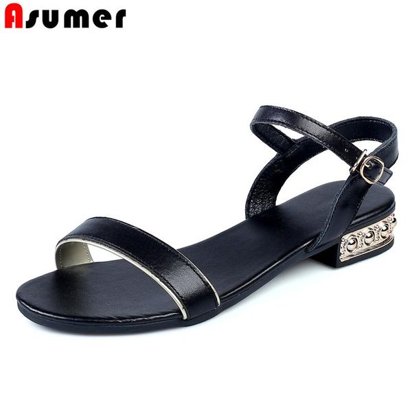 sandals asumer plus size 34-42 genuine leather women shoes buckle low heels summer ladies fashion footwear, Black
sandals asumer plus size 34-42 genuine leather women shoes buckle low heels summer ladies fashion footwear, Black