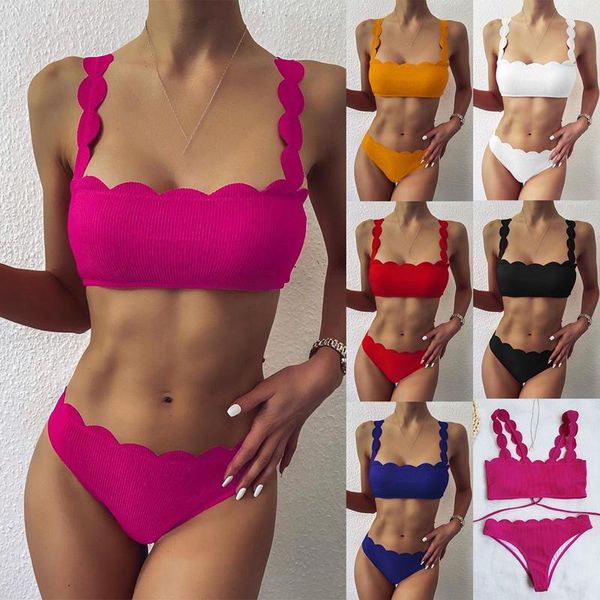 women's swimwear solid color bikini 2-piece cut flower split swimsuit suit, White;black
women's swimwear solid color bikini 2-piece cut flower split swimsuit suit, White;black