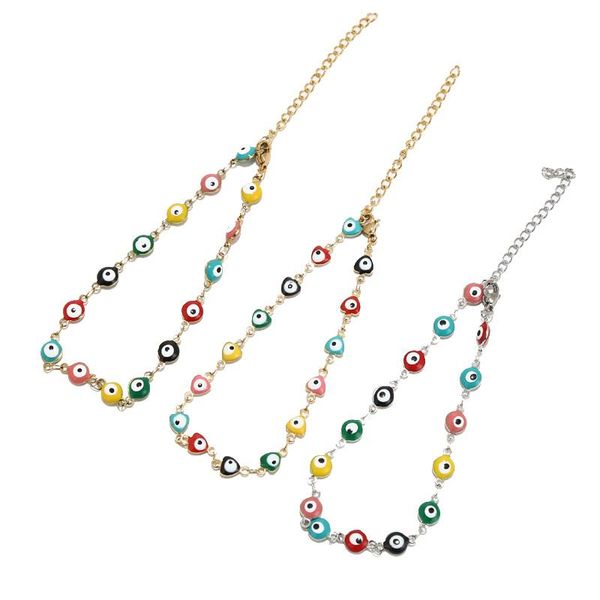charm bracelets 5pcs gold plated stainless steel fashion round heart bracelet enamel evil's eye chain with extend 20+5cm, Golden;silver
charm bracelets 5pcs gold plated stainless steel fashion round heart bracelet enamel evil's eye chain with extend 20+5cm, Golden;silver